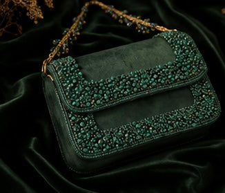 Emerald Vine Beaded Bag