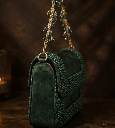 Emerald Vine Beaded Bag