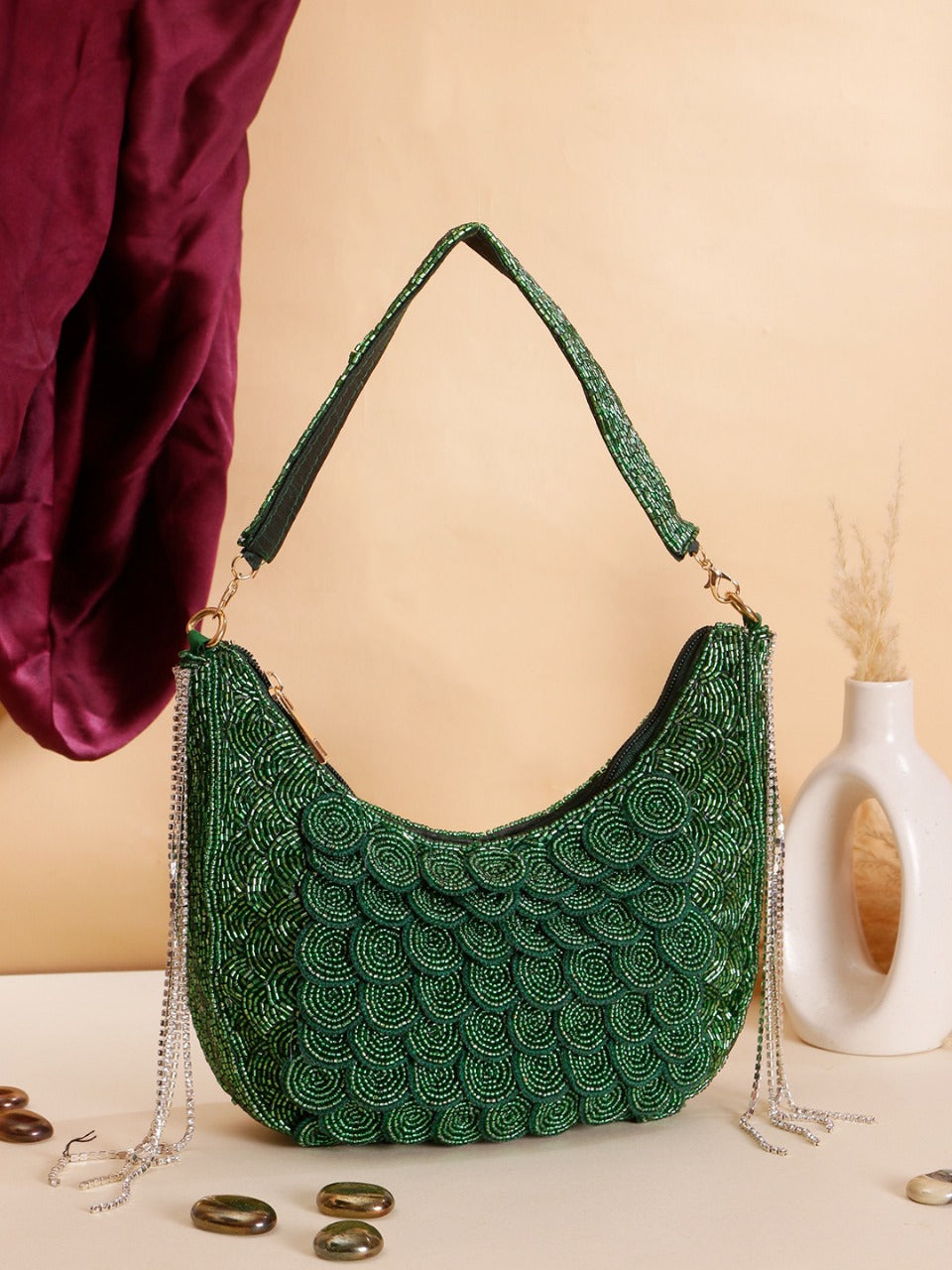 Sirena Beaded Hobo Bag