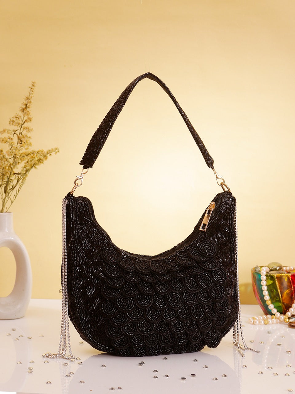 Sirena Beaded Hobo Bag
