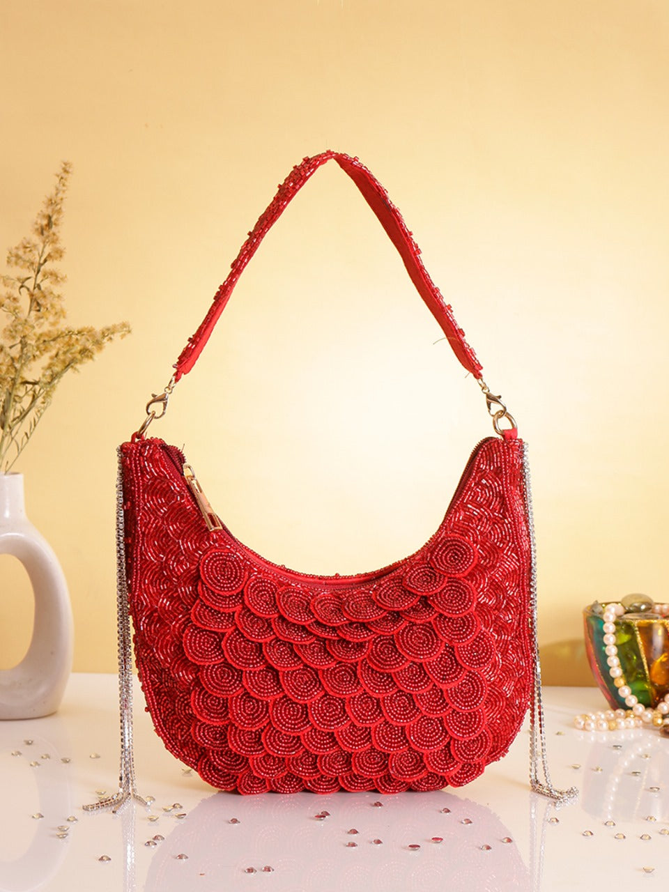 Sirena Beaded Hobo Bag