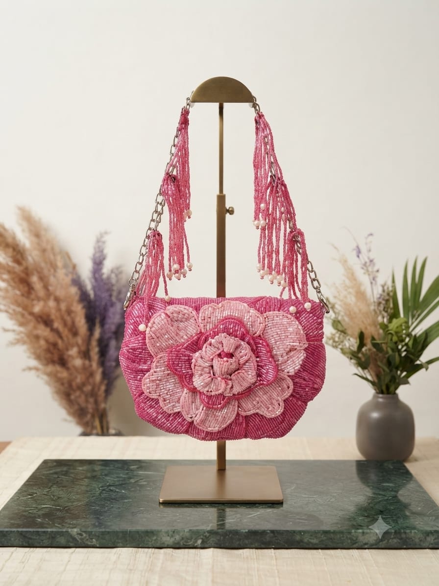 Emerald Bloom Flap Bag