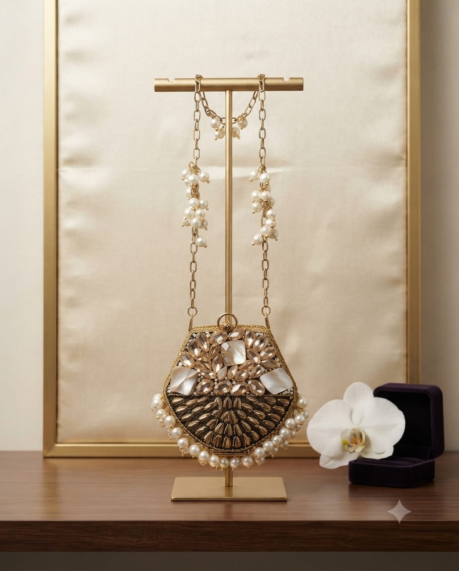 The Aarya Pearl Embellished Clutch